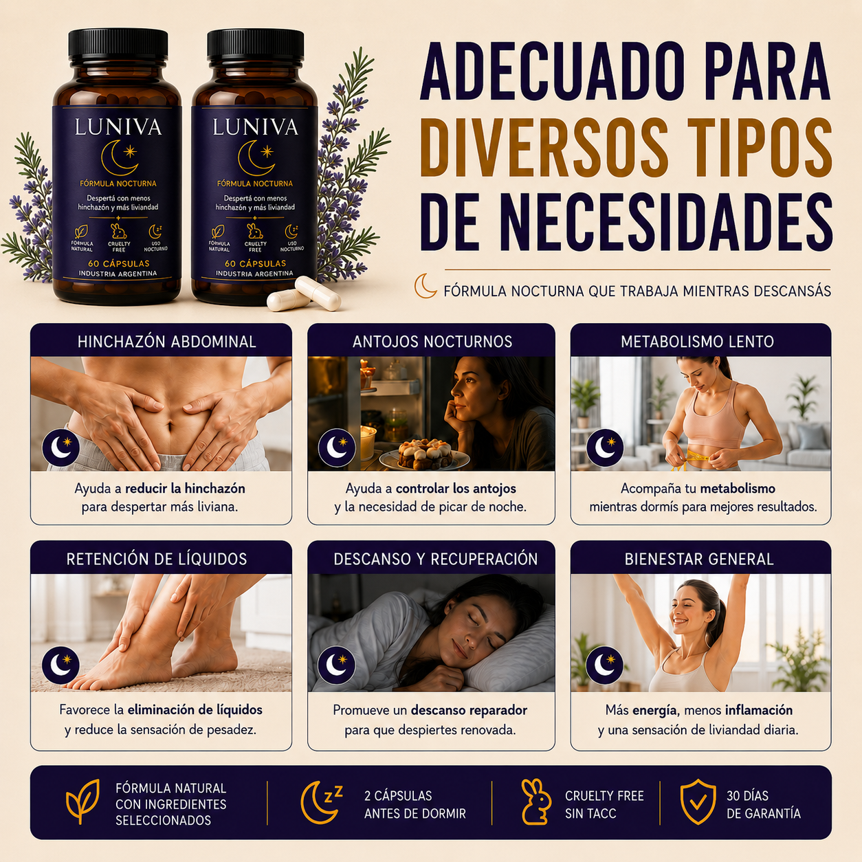 Suplemento nocturno Despertá con menos hinchazón y más liviandad